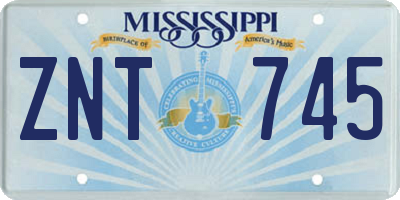 MS license plate ZNT745
