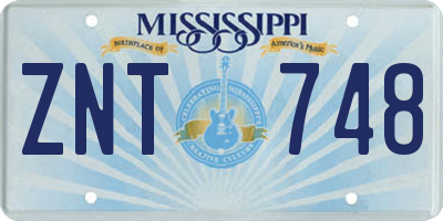 MS license plate ZNT748