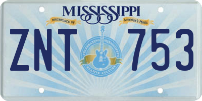 MS license plate ZNT753