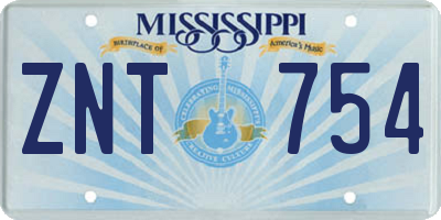 MS license plate ZNT754