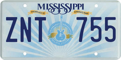 MS license plate ZNT755