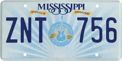 MS license plate ZNT756