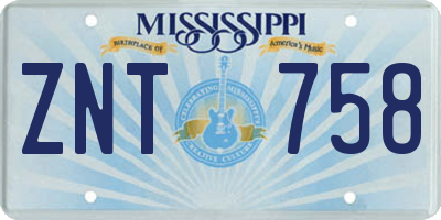 MS license plate ZNT758