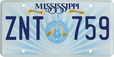 MS license plate ZNT759
