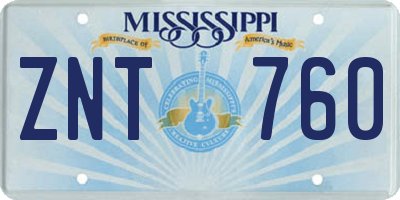 MS license plate ZNT760