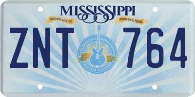 MS license plate ZNT764