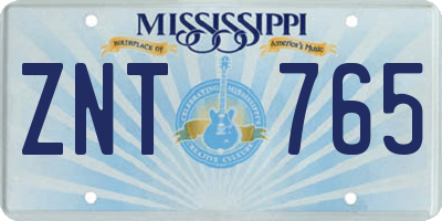 MS license plate ZNT765