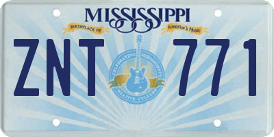 MS license plate ZNT771