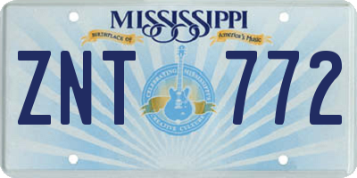 MS license plate ZNT772