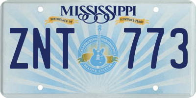 MS license plate ZNT773