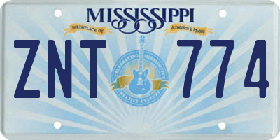 MS license plate ZNT774