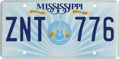 MS license plate ZNT776