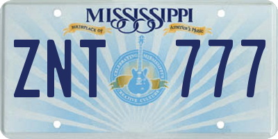 MS license plate ZNT777