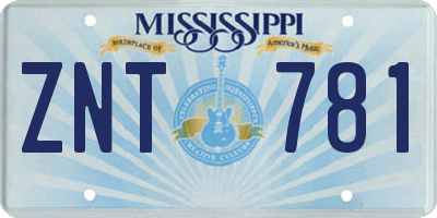 MS license plate ZNT781
