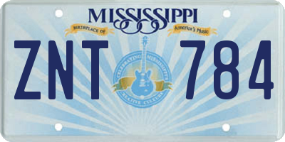 MS license plate ZNT784