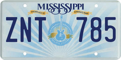 MS license plate ZNT785