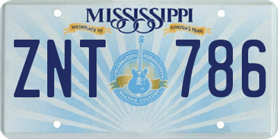 MS license plate ZNT786