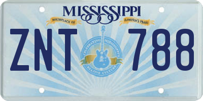 MS license plate ZNT788