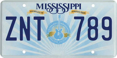MS license plate ZNT789