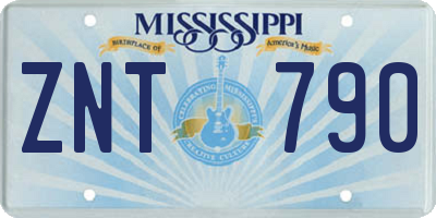 MS license plate ZNT790