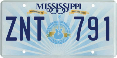 MS license plate ZNT791