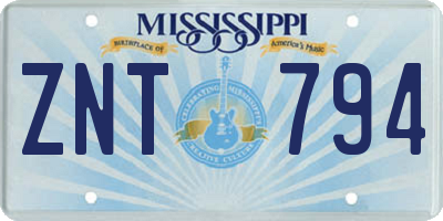 MS license plate ZNT794