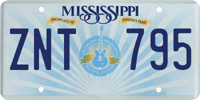 MS license plate ZNT795