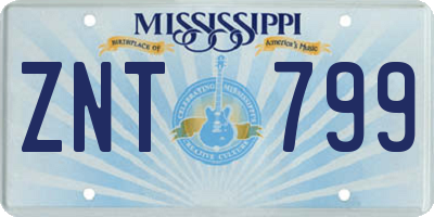 MS license plate ZNT799
