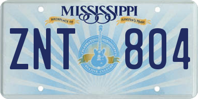 MS license plate ZNT804