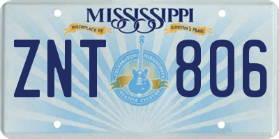 MS license plate ZNT806