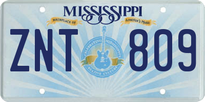 MS license plate ZNT809