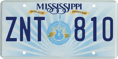 MS license plate ZNT810