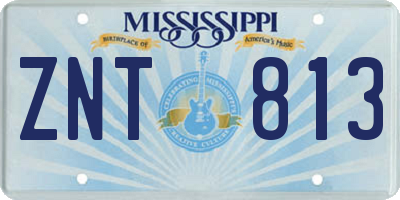 MS license plate ZNT813