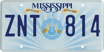 MS license plate ZNT814