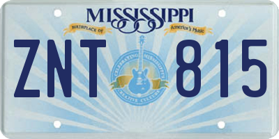 MS license plate ZNT815