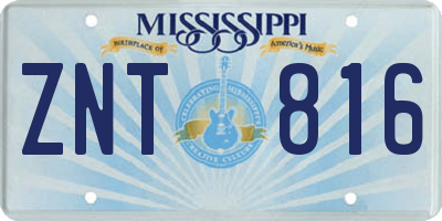 MS license plate ZNT816