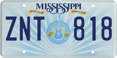 MS license plate ZNT818