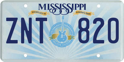 MS license plate ZNT820