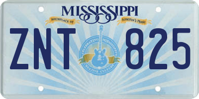 MS license plate ZNT825