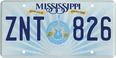 MS license plate ZNT826