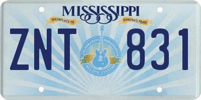 MS license plate ZNT831