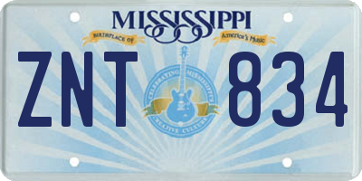 MS license plate ZNT834