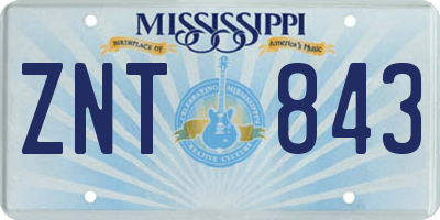 MS license plate ZNT843