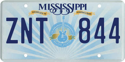 MS license plate ZNT844