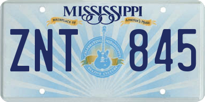 MS license plate ZNT845