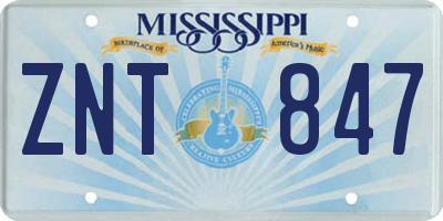 MS license plate ZNT847