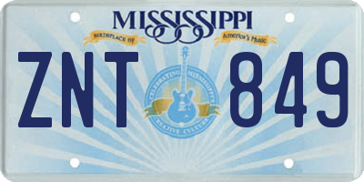MS license plate ZNT849