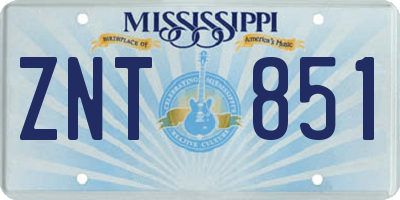 MS license plate ZNT851