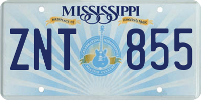MS license plate ZNT855