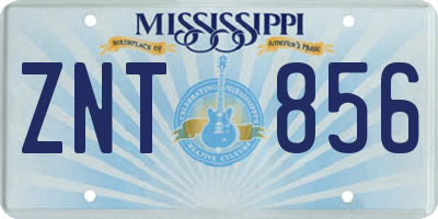 MS license plate ZNT856